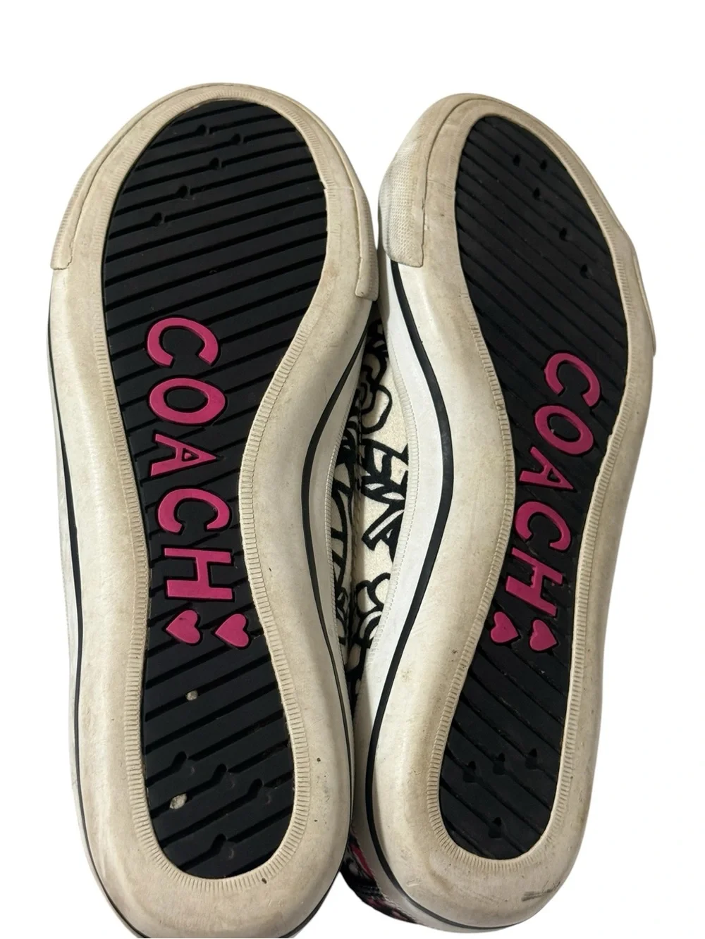 COACH Women’s Cream Slip-On Sneakers with Black & Red Floral Print